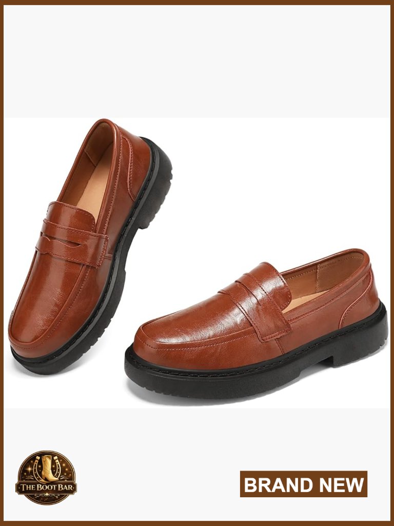 Women's Penny Loafers Slip On Comfortable Lightweight Platform Work Flats